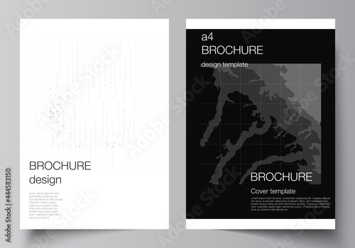 Wallpaper Mural Vector layout of A4 cover mockups templates for brochure, flyer layout, booklet, cover design, book design. Abstract technology black color science background. Digital data. Minimalist high tech. Torontodigital.ca
