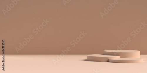 Beige Beauty products Stand or podium pedestal set for Cosmetic and skincare Packaging mockup minimal design on Beige pastel background.concept cosmetic product.3d render.