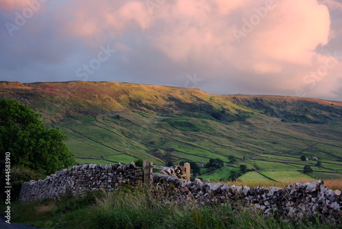 A view looking south over toward Burnsall and Thorpe Fell, in the Yorkshire Dales, North Yorkshire. photo