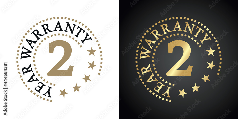 Fototapeta premium 2 Year Warranty five stars white gold black logo icon label button stamp vector