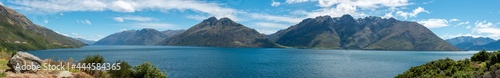 Beautiful panoramic view of Lake Wakatipu in summer  New Zealand