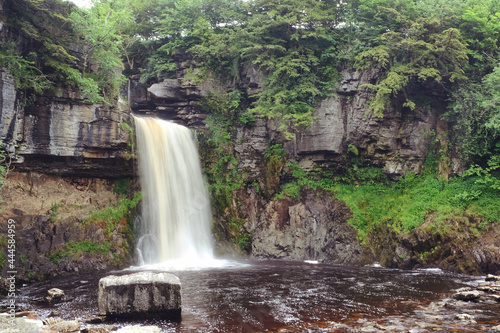 A view of Thornton Force waterfall on the Ingleton Trail, in the Yorkshire Dales, North Yorkshire.