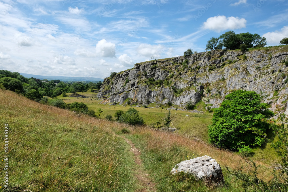 The old limestone quarry in Twisleton Glen on the Ingleton Waterfals Trail, in the Yorkshire Dales, North Yorkshire.