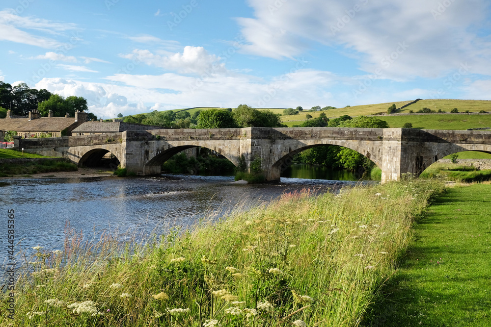 Burnsall Bridge over the River Wharfe, in the Yorkshire Dales, North Yorkshire.