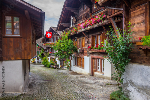Old town in Brienz on Brienzer Lake in Switzerland