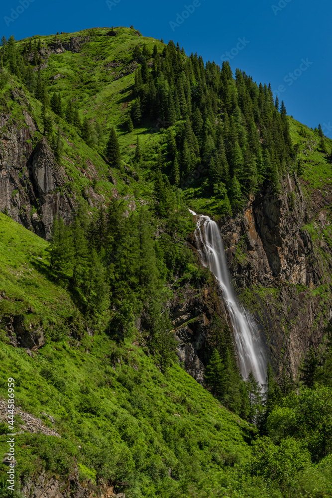 Schleierfall waterfall near Sportgastein place between big mountains
