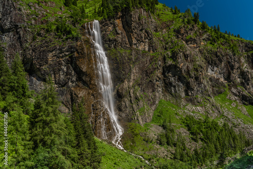 Schleierfall waterfall near Sportgastein place between big mountains