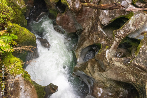 Famous Chasm gorge with beautifully outwashed rock, Milford Sound, New Zealand photo