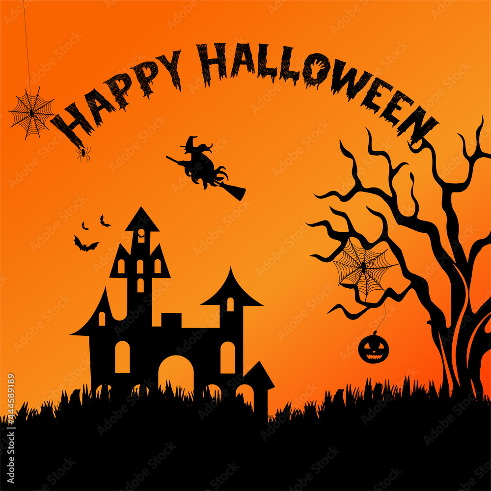 Naklejka premium Halloween poster. Vector background.