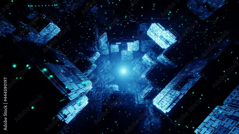 3D looping animation sci-fi tech tunnel