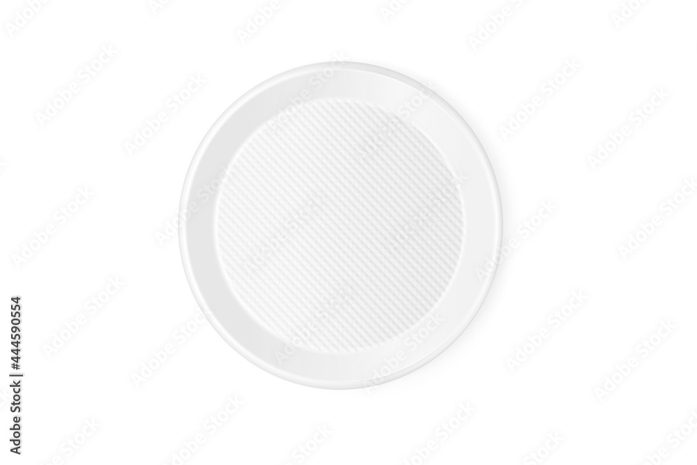 Disposable white plastic plate, clipping path, isolated on white background. Kitchen dishes for food, porcelain dishware. eramic empty dish bowl for your product, tableware design element. Top view Disposable white plastic plate, clipping path, isolated on white background. Kitchen dishes for food, porcelain dishware. eramic empty dish bowl for your product, tableware design element. Top view