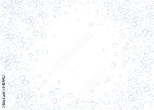 Soap bubbles flew randomly on a white background. Vector