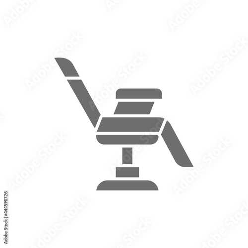 Chair for tattoo studio, equipment gray icon.