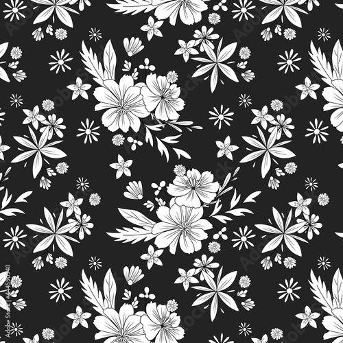 Black and white Flowers pattern