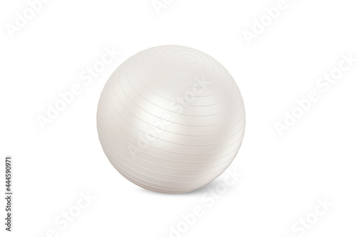 White fitness ball isolated on white background. Pilates training ball. Fitball 3D rendering model for gymnastics exercises. Gym ball