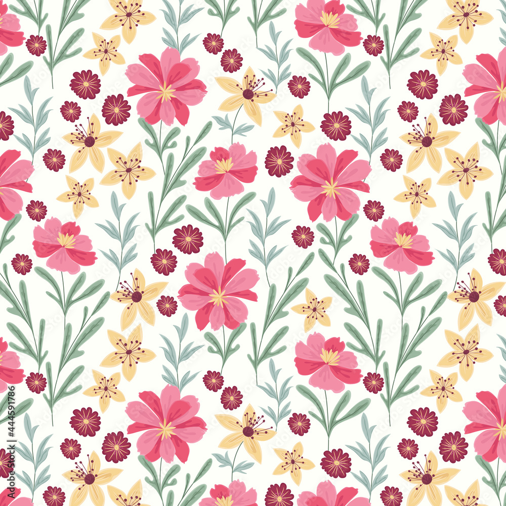 Pink Daisies and yellow flower pattern