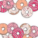Donuts. Vector  background.