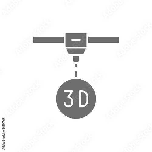 3d modeling, industrial printer, 3 dimensional model grey icon.