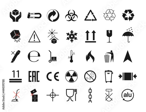 Set of packaging symbol. Vector illustration. flat design.