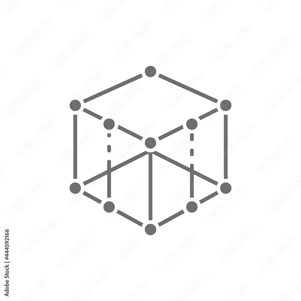 3D product modeling grey icon. Isolated on white background