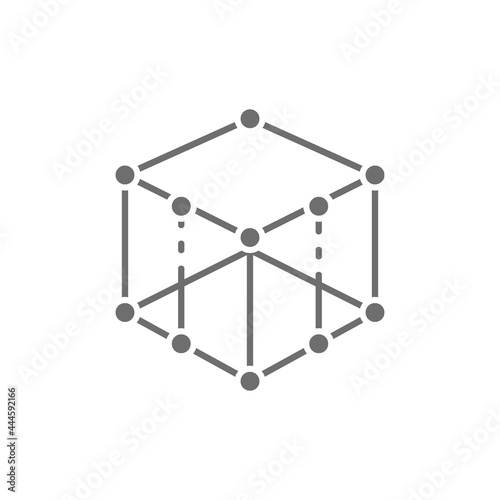 3D product modeling grey icon. Isolated on white background