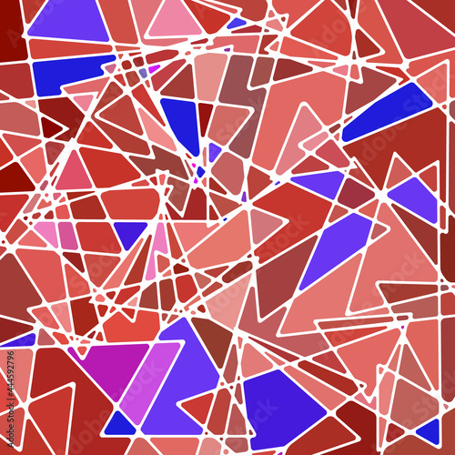 abstract vector stained-glass mosaic background - red and blue