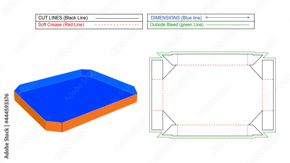 Paper Tray Box Corrugated Paper Tray Box And Paper Food Tray Box Dieline Template And 3D Paper Tray Box Corrugated Paper Tray Box And Paper Food Tray Box Dieline Template And 3D