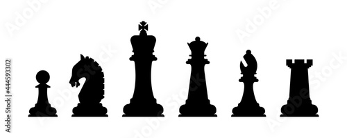 Canvas Print Vector Set of Black Chess Silhouette