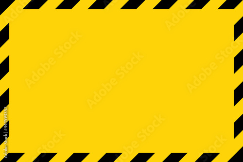 Black and yellow diagonal line striped. Blank vector illustration warning background. Hazard caution sign tape. Space for text