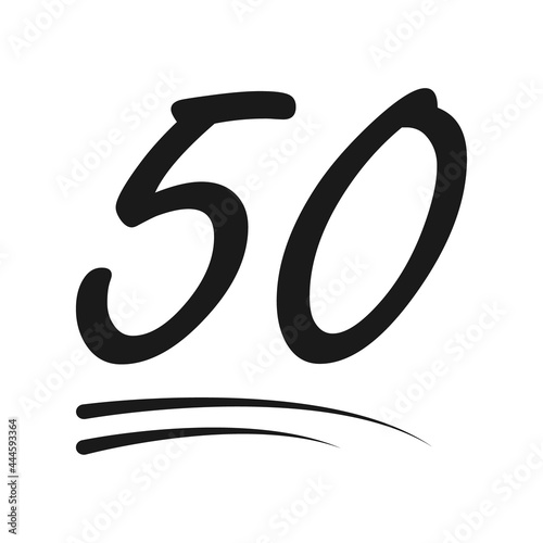 Congratulation number lettering, 50 celebrate follower icon, web online post vector illustration