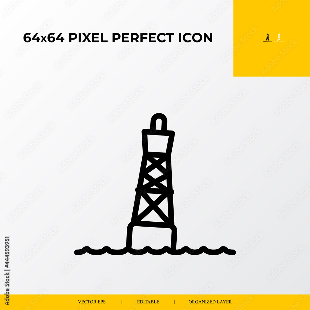 Buoy line icon . part ocean and sea life icon set. 64x64 pixel perfect vector icon illustration