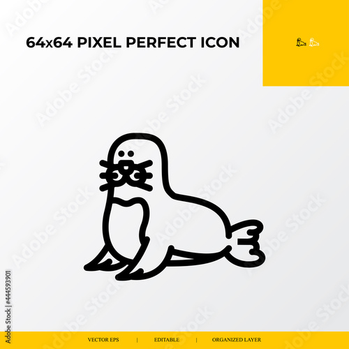 Seals animal line icon . part ocean and sea life icon set. 64x64 pixel perfect vector icon illustration