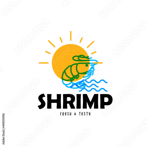 fresh and testy Shrimp logo seafood illustration