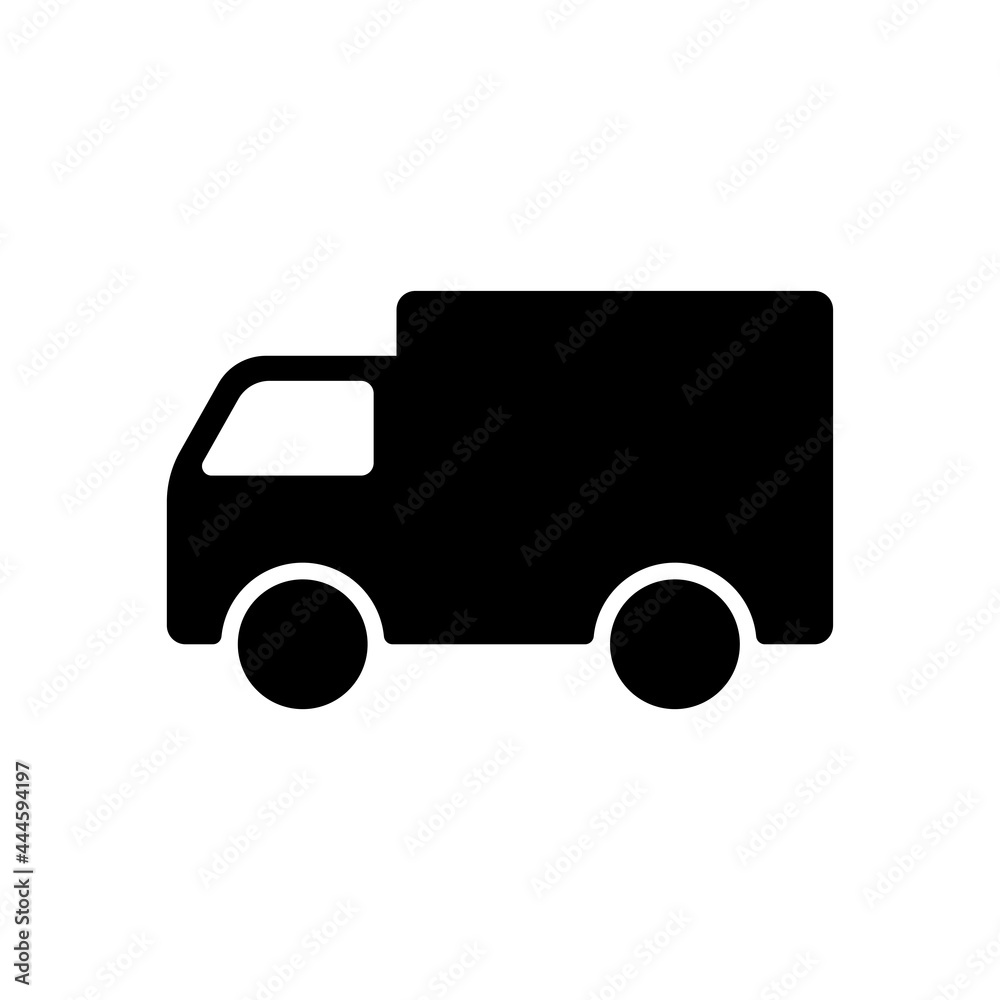 Van icon. Delivery truck. Black silhouette. Side view. Vector simple flat graphic illustration. The isolated object on a white background. Isolate. Van icon. Delivery truck. Black silhouette. Side view. Vector simple flat graphic illustration. The isolated object on a white background. Isolate.