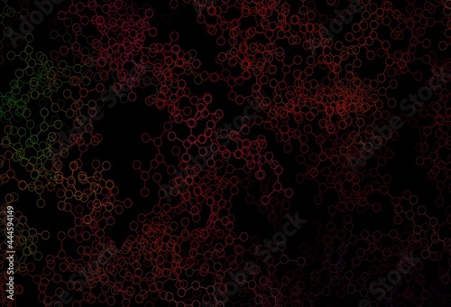 Dark Green, Red vector background with forms of artificial intelligence.