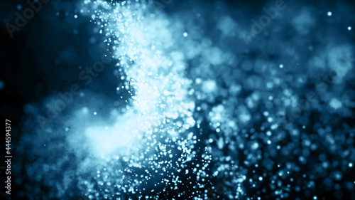 青のパーティクル。抽象的な技術の背景。コンピューターマトリックス。粒子の未来的なサイバー背景 