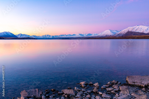 Lake Tekapo mountain landscape South Island New Zealand sunset photo