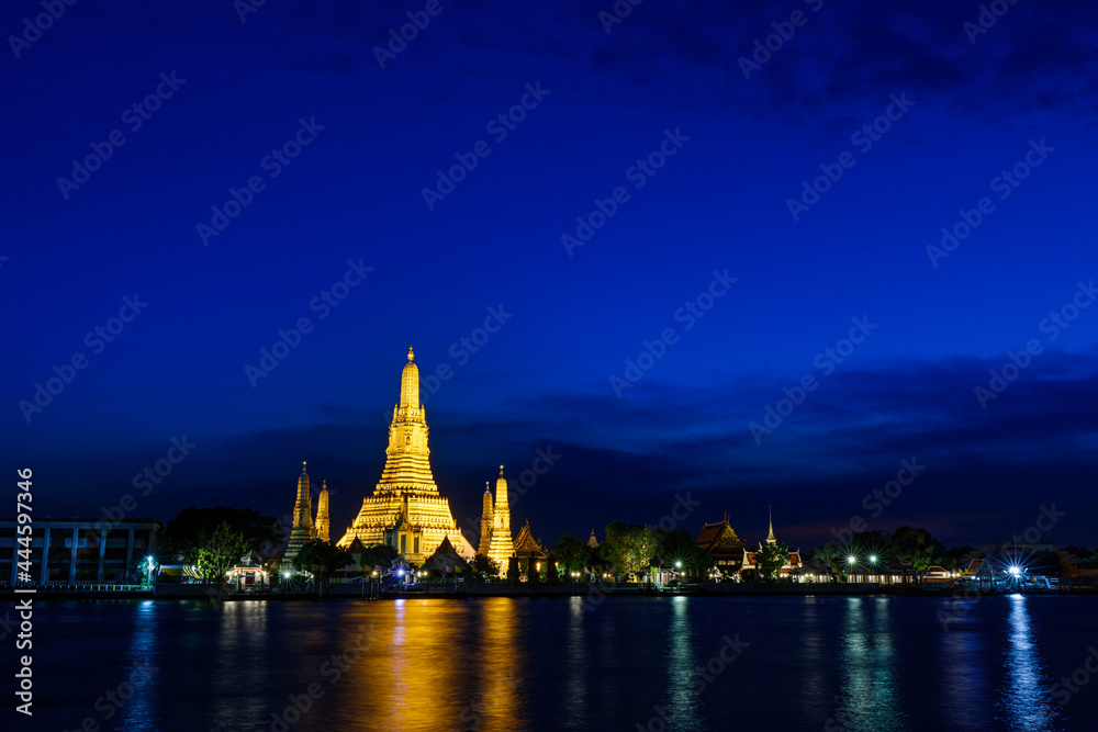 Wat Arun Temple of dawn at twilight Bangkok Thailand