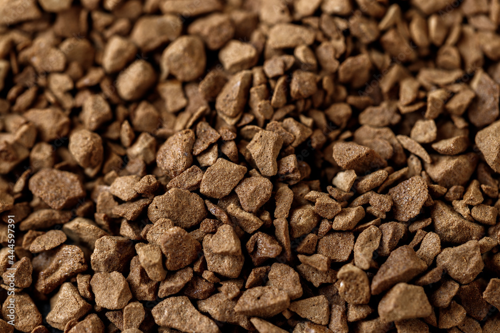 Instant granular coffee macro photo, many small granules Instant granular coffee macro photo, many small granules