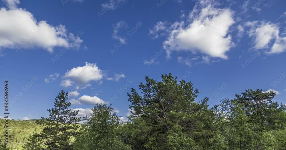 timelapse Puffy, white cumulus clouds on an otherwise clear blue sky, sirdal timelapse Puffy, white cumulus clouds on an otherwise clear blue sky, sirdal