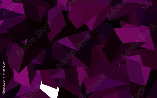 Dark Pink vector background with triangles.