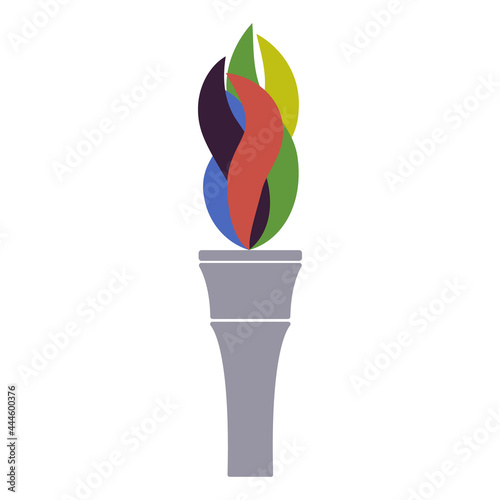 Olympic torch in five colors. Olympic banner. Stock vector illustration.