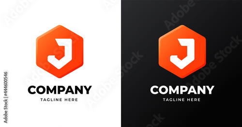 Letter J logo design template with geometric shape style