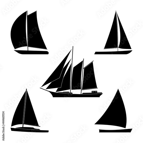 Sailboats for travel and recreation on a white background.