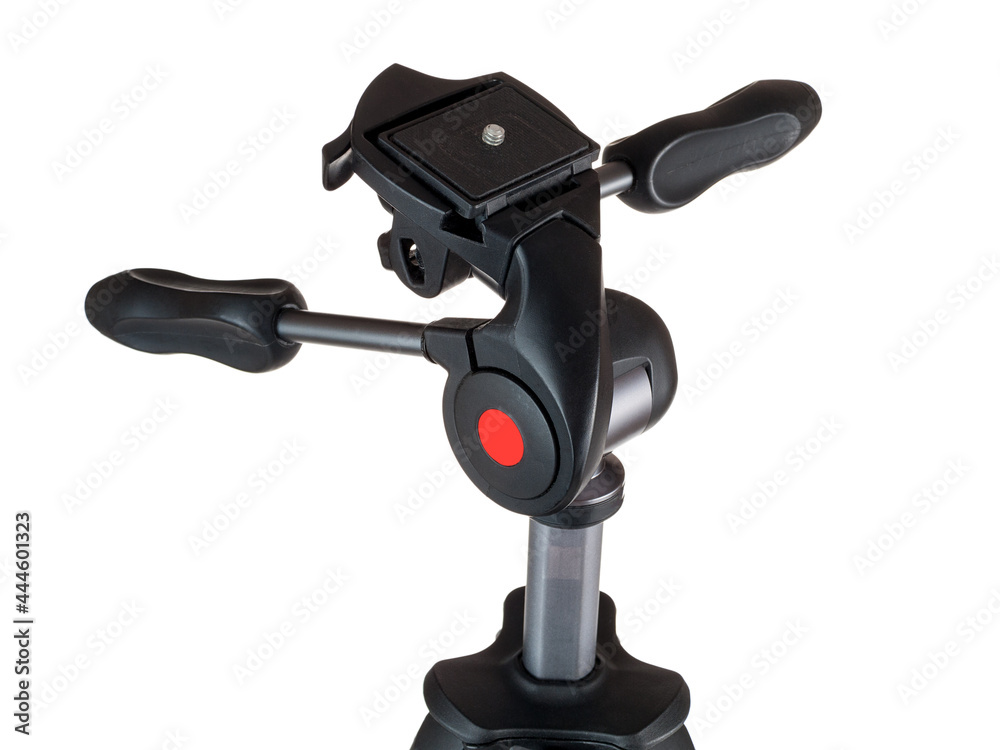 Panoramic tripod head, isolated on a white background, close-up, camera stabilization, shooting panoramas and timelaps Panoramic tripod head, isolated on a white background, close-up, camera stabilization, shooting panoramas and timelaps
