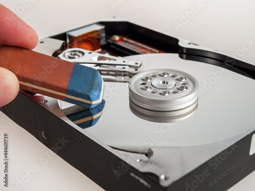 Complete erasure deletion of data on the drive, personal data protection, digital security, recovery of lost files on the computer photo