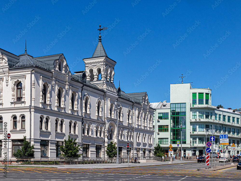 Fototapeta premium Building of the Polytechnic Museum with a tower with a weather vane