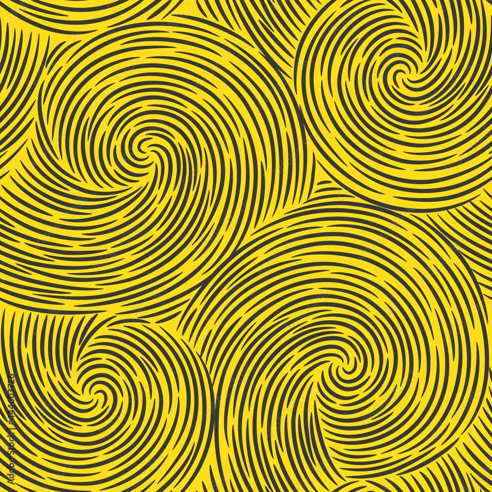 Abstract vector seamless yellow background with black circles. Abstract vector seamless yellow background with black circles.