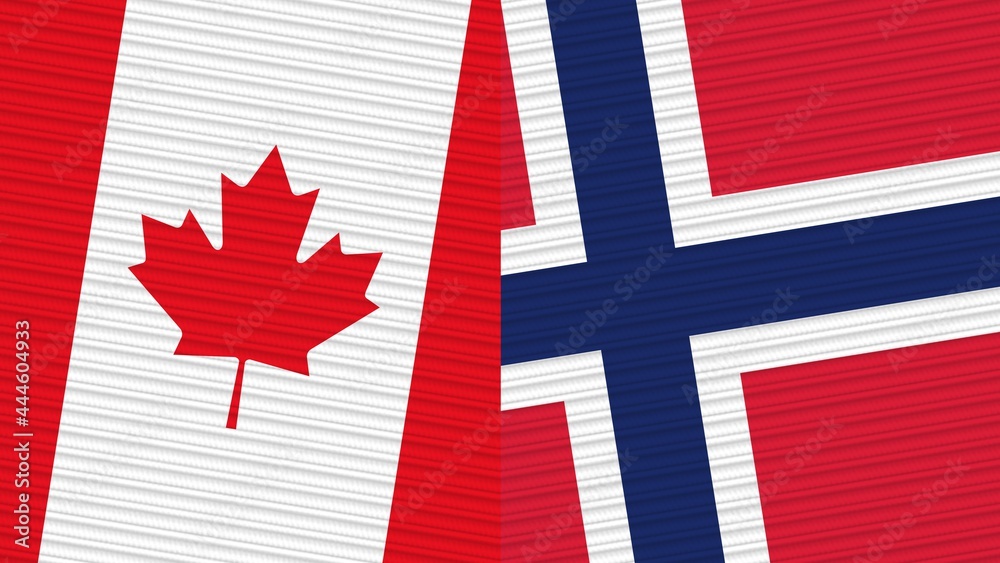 Norway and Canada Flags Together Fabric Texture Illustration Norway and Canada Flags Together Fabric Texture Illustration