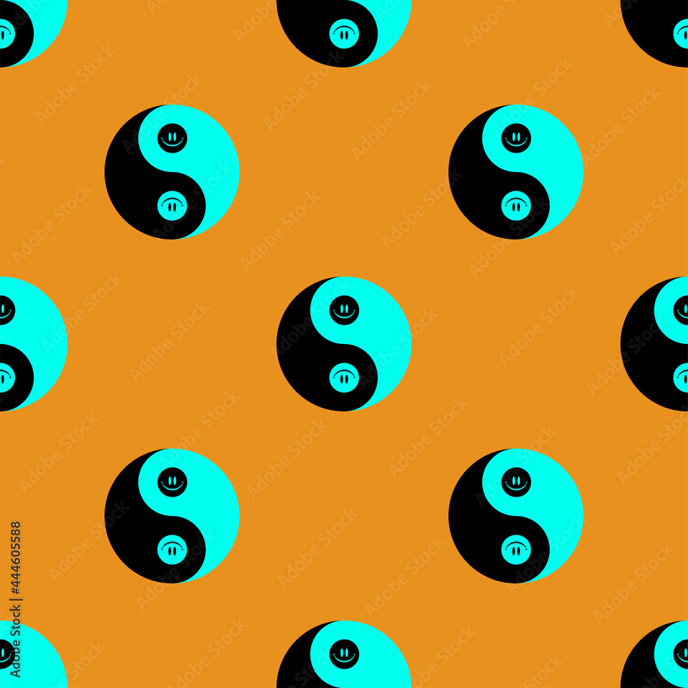 Yin & yang with funny face. Vector seamless pattern Yin & yang with funny face. Vector seamless pattern